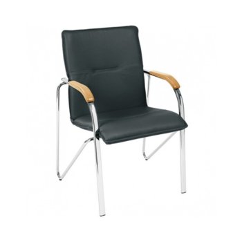 Посетителски стол Samba, еко кожа, подлакътници, хромирана база, черен | JAR Computers SAMBA Black