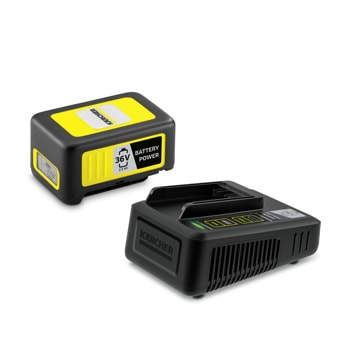 Комплект зарядно устройство и батерия Karcher Battery Power 36/25, IPX5, 36V, 2,5 AH, съвместим с Karcher BLV 36-240 Battery, CNS 36-35 Battery, HGE 36-60 Battery, HGE 36-60 Battery Set, LBL 4 Battery | JAR Computers Karcher Battery Power 36/25