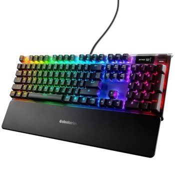 Клавиатура SteelSeries Apex 7 Blue Switch, механична, RGB подсветка, мултимедийни бутони, USB, черен image