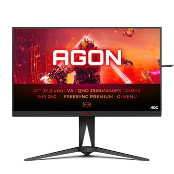 Монитор AOC AG325QZN/EU, 31.5" (80.01 cm) VA панел, 240Hz, QHD, 1ms, 80 000 000:1, 400cd/m2, DisplayPort, HDMI, USB | JAR Computers AOC AG325QZN/EU