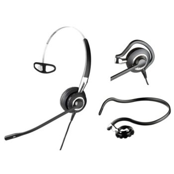 Слушалки Jabra BIZ 2400 II IP QD Mono 3in1 NC 2486-820-209, QD кабел, шумопремахващ микрофон, 3 стила на носене - зад ухо, зад врата, диадема, професионални за офиси и кол центрове, черни | JAR Computers JABRA BIZ 2400 II IP QD Mono 3in1 NC 2486-820-209