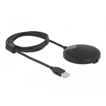 Микрофон DeLock 20672, USB, 1.5m, подходящ за конференции, сензорен бутон за заглушаване, черен | JAR Computers Delock 20672