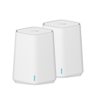 Безжична Wi-Fi система Netgear Orbi Pro WiFi 6 Mini SXK30-100EUS, 1800 Mbps, 2.4GHz (600 Mbps)/5GHz (1200 Mbps), Wireless AX, 3x LAN 1000Mbps, 1x WAN, 2 вътрешни антени | JAR Computers Netgear Orbi Pro WiFi 6 Mini SXK30-100EUS