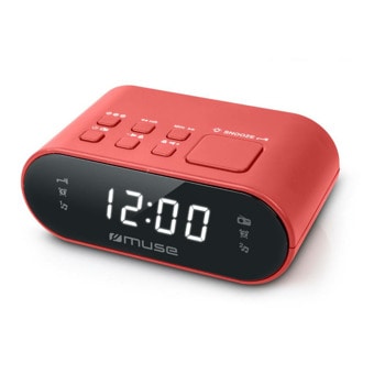 Радиочасовник Muse M-10 RED, FM/PLL радио, двойна аларма, LED дисплей, AUX, 2x 1.5V AAA, червен image