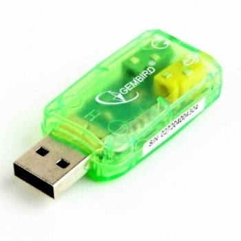 Звукова карта Gembird Virtus, USB 2.0, 1x Audio Out, 1x Mic, зелена image