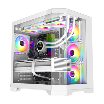 Кутия Gamemax HYPE-A White, ATX/mATX/Mini-ITX, 1x USB 3.0, 3x 120mm вентилатора RGB, с прозорец, бяла, без захранване | JAR Computers Кутия Gamemax HYPE-A бяла