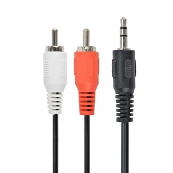Кабел Gembird CCA-458-1.5M, от 1x AUX(м) към 2x RCA(м), 1.5m, черен | JAR Computers Gembird A-458-1.5M
