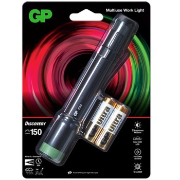 Фенер GP Batteries C33, алкални батерии, 150lm, водоустойчив, черен | JAR Computers Фенер GP Batteries C33