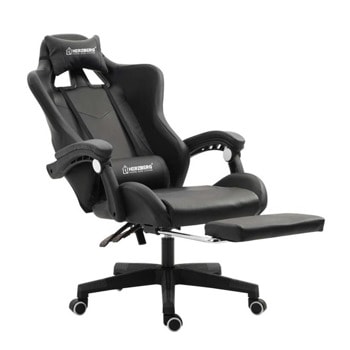 Геймърски стол Herzberg HG-8080BLK, еко кожа, регулируема височина, газов амортисьор, до 150 kg, черен | JAR Computers Herzberg HG-8080BLK