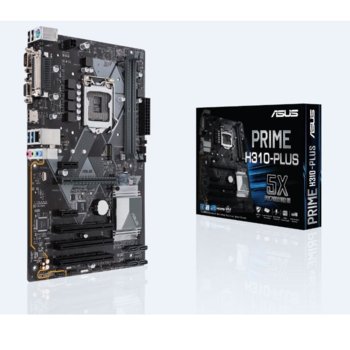 Дънна платка ASUS PRIME H310-PLUS, H310, LGA1151, DDR4, PCI-E(HDMI&D-Sub), 4x SATA 6Gb/s, 1x M.2 Socket, 2 x USB 3.1 Gen 1 Type-A up to 5Gbps, ATX | JAR Computers Дънна платка ASUS PRIME H310-PLUS