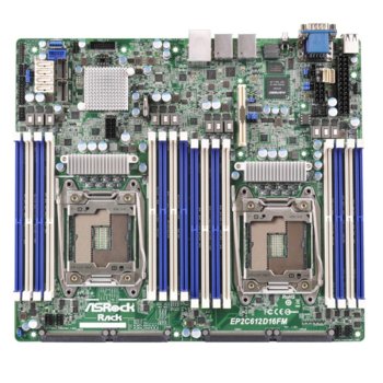 Дънна платка за сървър ASRock Rack EP2C612D16FM, LGA2011, DDR4 R DIMM and LRDIMM, 3x LAN1000, 10x SATA 6Gb/s, 2x SATA 6Gb/s, RAID 0, 1, 5, 10, 2x USB 3.0, SSI CEB | JAR Computers ASRock Rack EP2C612D16FM
