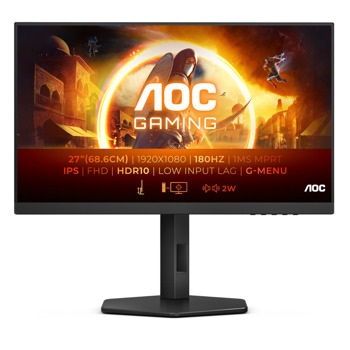 Монитор AOC 27G4X, 27" (68.58cm) IPS панел, 180Hz, Full HD, 1ms, 300cd/m2, DisplayPort, HDMI | JAR Computers AOC 27G4X