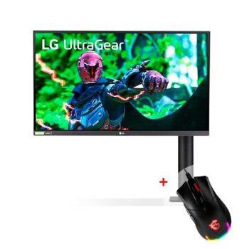 Монитор LG 27GN880-B с подарък мишка MSI Clutch GM50, 27" (68.58 cm) IPS панел, 144Hz, QHD, 1ms GtG, 1000:1, 350 cd/m2, DisplayPort, HDMI | JAR Computers LG 27GN880-B_GM50