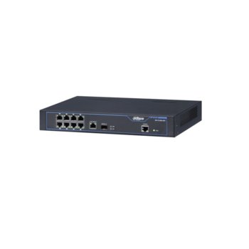 Суич Dahua S1000-8TP, 8x 10/100 Base-T ports(PoE), 1x 10/100/1000 Base-T port, 1x 1000 Base-X port, оптимизиран за системи за видеонаблюдение | JAR Computers Dahua S1000-8TP