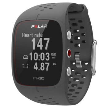 Смарт часовник Polar M430, 128x128 дисплей, GPS, 240 mAh battery, съвместима с Mac OS X10.6 и Windows XP/7/8/10, черен | JAR Computers Polar M430