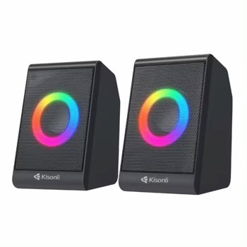 Тонколони Kisonli X12, 2.0, 6W RMS (3W + 3W), USB, AUX, черни, RGB подсветка | JAR Computers Тонколони Kisonli X12 22229