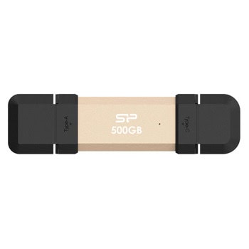 Памет SSD 500GB, Silicon Power UC3S72 Gold, USB-A + USB-C, скорост на четене до 1050MB/s, скорост на запис до 850MB/s | JAR Computers Памет SSD 500GB Silicon Power UC3S72 Gold