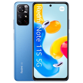 Смартфон Xiaomi Redmi Note 11S 5G (тъмно син), поддържа 2 sim карти, 6.6" (16.76 cm) IPS 90Hz дисплей, осемядрен MediaTek Dimensity 810 2.4GHz, 4GB RAM, 64GB Flash памет (+microSD слот), 50.0 + 8.0 + 2.0 & 13.0 MPix камери, Android, 195g | JAR Computers Xiaomi Redmi Note 11S 5G 4/64 GB Twilight Blue