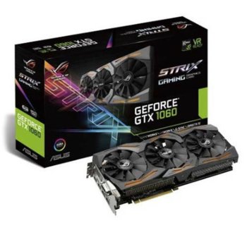 Видеокарта GeForce GTX 1060, 6GB, ASUS ROG STRIX GTX 1060, GDDR5, 192 bit, HDMI, DVI, DisplayPort, VR friendly | JAR Computers ASUS ROG STRIX GTX 1060 (90YV09Q1-M0NA00)