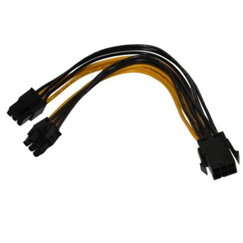 Кабел Makki MAKKI-CABLE-PCIE6-TO-2x6, от PCIe 6pin(ж) към 2x PCIe 6pin(м), 24см, подходящ за добив на криптовалути | JAR Computers Makki Mining PCI-E Splitter 6pin -> 2x 6pin