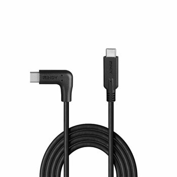 Кабел LINDY LNY-32019, от USB C(м) към USB C(м), 1.5m, 90° прав ъгъл, черен | JAR Computers кабел lindy lny-32019
