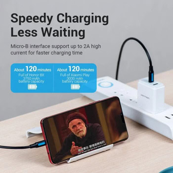 Кабел Vention USB C M to USB Micro B 0.5m | JAR Computers Кабел Vention USB C M to USB Micro B 0.5m