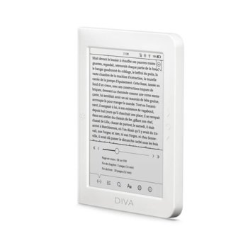 Електронна книга Bookeen Diva HD, 6.0" (15.24 cm) E-ink HD сензорен дисплей, Wi-Fi, IMX6SLL процесор, 512MB RAM, microUSB, 16GB Flash памет, бяла image