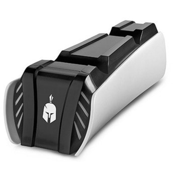 Поставка за зареждане на геймпад DualSense, Spartan Gear Dual Charging Stand PS5, съвместима с геймпад Sony DualSense, за 2 геймпада, бял | JAR Computers Spartan Gear Dual Charging Stand PS5
