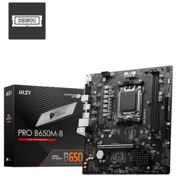 Дънна платка MSI PRO B650M-B, B650, AM5, DDR5, PCI-E 4.0 (HDMI&VGA), 1x M.2, 4x SATA 6Gb/s, 4x USB 3.2 Gen 1 Type-A, Micro ATX | JAR Computers MSI PRO B650M-B 911-7E28-005
