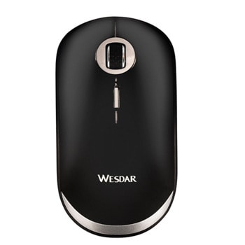 Мишка Wesdar V1 Black, оптична (1600dpi), безжична, USB, черна, 3 бутона image