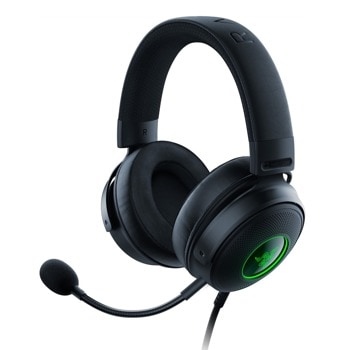 Слушалки Razer Kraken V3 Hypersense RZ04-03770100-R3M1, гейминг, микрофон, 50мм Triforce Titanium говорители, 7.1 Surround Sound, Razer HyperSense технология, Chroma RGB подсветка, USB, черни | JAR Computers Razer Kraken V3 Hypersense RZ04-03770100-R3M1