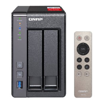 Мрежови диск (NAS) Qnap TS-251+-2G, четириядрен Intel Celeron 2.0/2.42GHz, без твърд диск (2x 2.5" or 3.5" SATA 6Gb/s, 3Gb/s HDD or SSD), 2GB DDR3L, 2x Lan1000, HDMI, 2x USB 3.0 image
