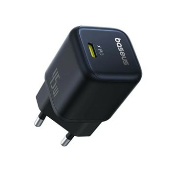 Зарядно устройство Baseus PicoGo GaN (P10176800123-00), от контакт към 1x USB-C(ж), 20V/2.25A, черно, 45W | JAR Computers Baseus PicoGo GaN 45W P10176800123-00