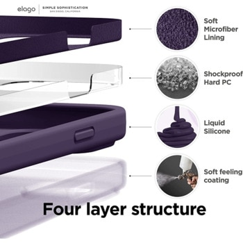 Soft Silicone Case за iPhone 14 Pro тъмнолилав