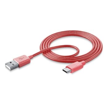 Кабел Cellular Line, от USB-A(м) към USB-C(м), 1m, червен | JAR Computers Кабел данни Smart USB - Type-C
