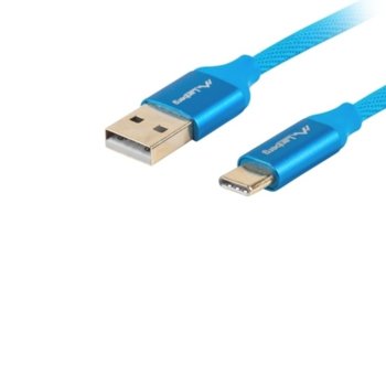 Кабел Lanberg CA-USBO-22CU-0005-BL, от USB Type A(м) към USB Type C(м), 0.5m, Quick Charge 3.0, син | JAR Computers Lanberg CA-USBO-22CU-0005-BL