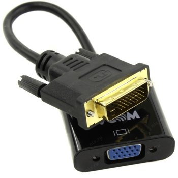 Преходник VCom CG491-0.15m, активен преобразувател, от DVI-D(м) към VGA(ж), 0.15м, черен | JAR Computers VCom CG491-0.15m
