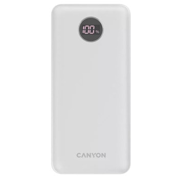 Външна батерия/power bank/ Canyon PB-2002, 20 000mAh, бяла, 2x USB-A, 2x USB-C, PD, QC, дисплей | JAR Computers Външна батерия Canyon PB-2002 White