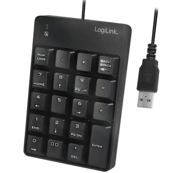 Клавиатура LogiLink ID0184 NumPad, 19 клавиша, черна, USB image