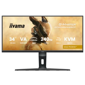 Монитор IIYAMA GCB3486WQSCP-B1, 34" (86.36 cm) VA панел, 240Hz, UWQHD, 0.4ms, 80 000 000:1, 500 cd/m2, DisplayPort, HDMI, USB, USB-C, LAN | JAR Computers IIYAMA GCB3486WQSCP-B1