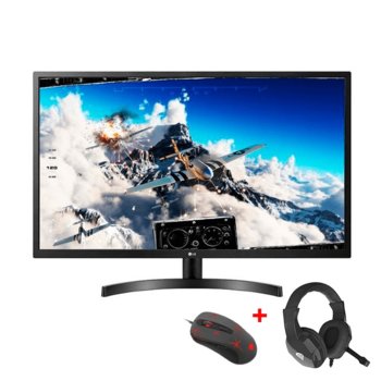 Монитор LG 32ML600M-B с подарък слушалка Genesis Argon 100 и мишка Genesis Krypton 110, 32" (81.28 cm) IPS панел, Full HD, 5ms, 1 200:1, 300cd/m2, HDMI, VGA | JAR Computers LG 32ML600M-B + Argon 100 Black + Krypton 110