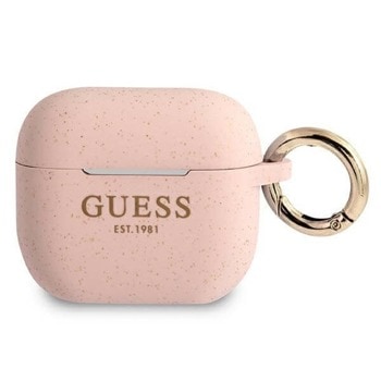Защитен калъф Guess AirPods 3 Silicone Glitter Case, за Apple Airpods 3, силиконов, с карабинер, розов | JAR Computers Guess AirPods 3 Silicone Glitter Case GUA3SGGEP