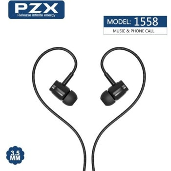 Слушалки PZX 1558, микрофон, тип "тапи", AUX, черни | JAR Computers PZX 1558 08040702