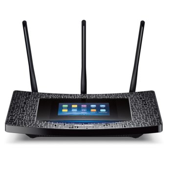 Точка за достъп TP-LINK AC1900 RE590T, 2.4 GHz (600 Mbps) 5GHz (1300Mbps), 4 x 10/100/1000 Ethernet Ports, 3 външни антени, LED екран | JAR Computers TP-LINK AC1900 RE590T