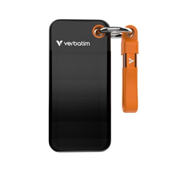 Памет SSD 2TB, Verbatim Pocket SSD Black/Orange, USB 3.2 Gen 2 Type-C, външна, скорост на четене и запис до 1000MB/s | JAR Computers Verbatim 2TB Pocket SSD Black/Orange 32197