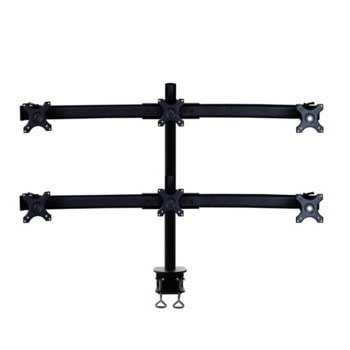 Стойка за монитор NewStar FPMA-D700D6, за плот, за екрани от 19" до 27", VESA до 100 x 100, макс. тегло до 8кг., регулируема, за 6 бг. монитора, черна | JAR Computers NewStar FPMA-D700D6