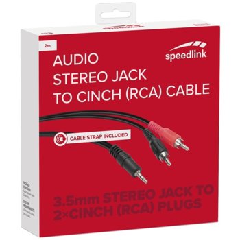 SpeedLink Jack(м) 3.5mm to 2x RCA(м) SL-170303-BK