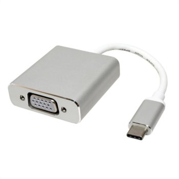 Адаптер Roline 12.03.3200, от USB Type-C(м) към VGA(ж), бял | JAR Computers ROLINE 12.03.3200