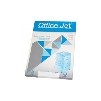 Етикети за принтери Office Jet, формат А4, размер 52.5х35mm, 40бр. на лист, опаковка от 100 листа, бели | JAR Computers Office Jet Етикети за принтери