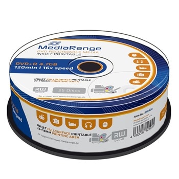 Оптичен носител DVD+R, 4.7GB, Media Range, 16x, 25 бр | JAR Computers MediaRange DVD+R 4.7GB 16x